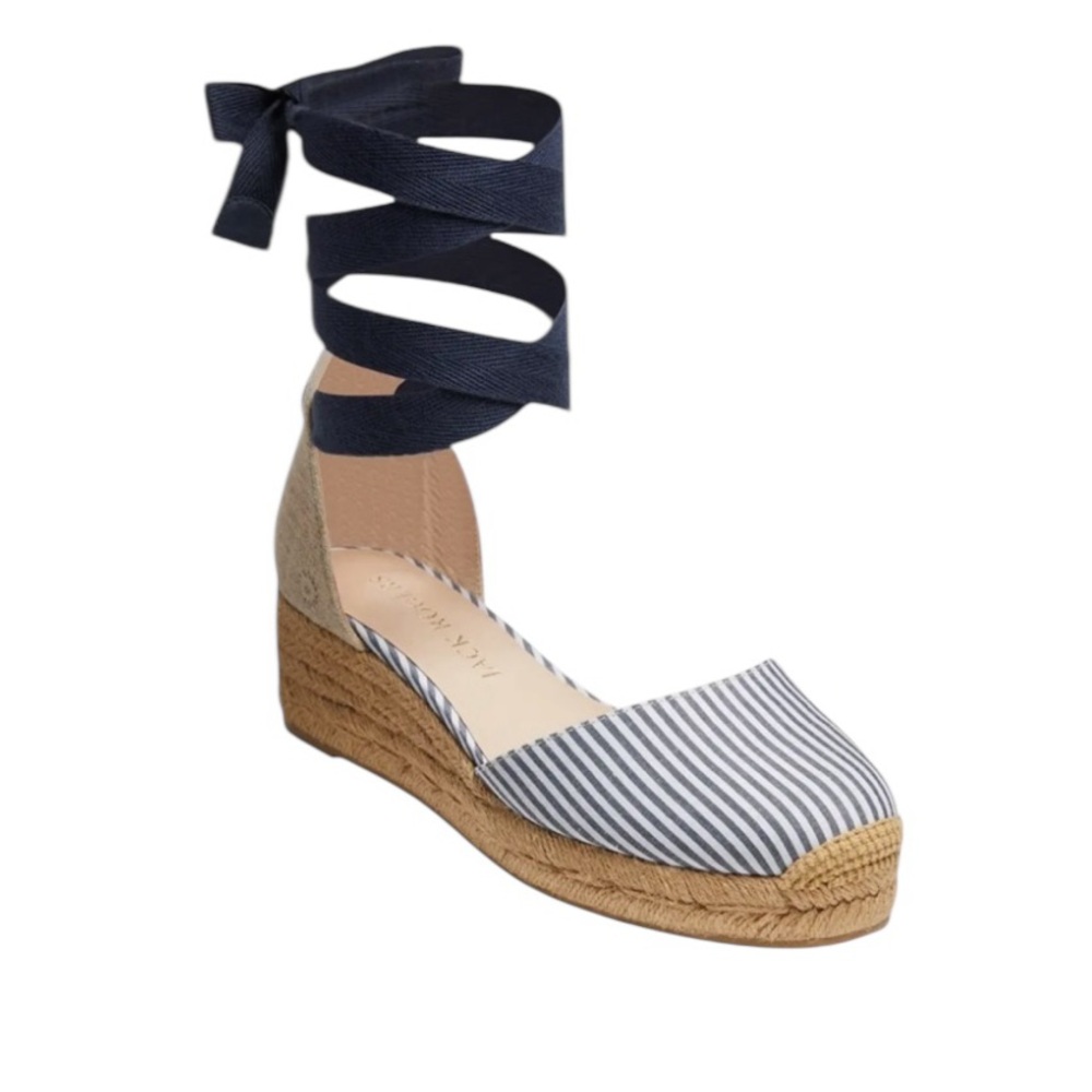 NEW Jack Rogers Espadrille Wedge Sandal Palmer Ankle Wrap Closed Toe Size 9.5